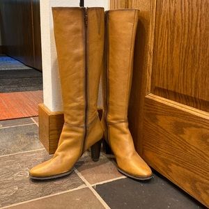 Aura Blanc heeled tan leather boots, worn once